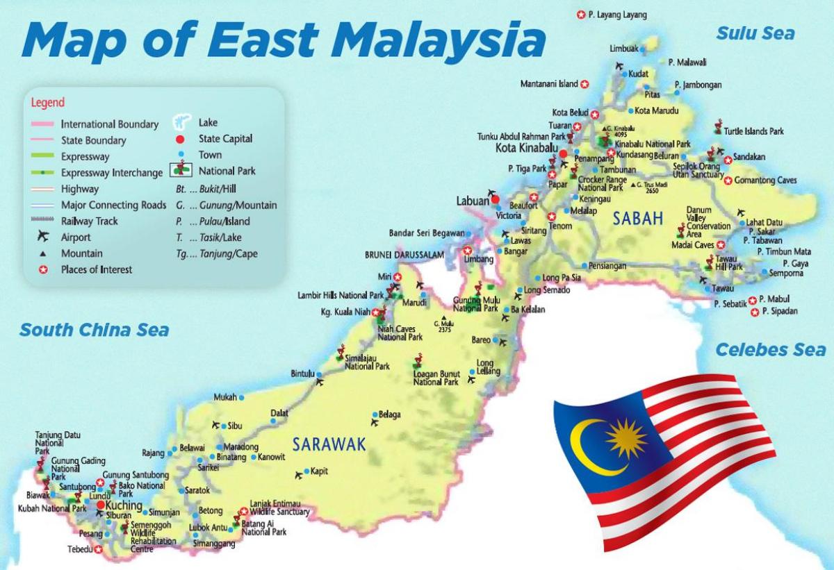 térkép keleti malajzia