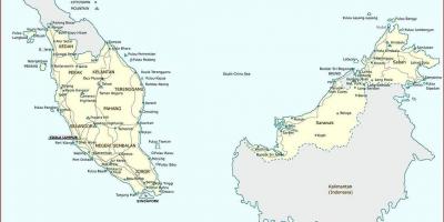 Malajzia városok térkép