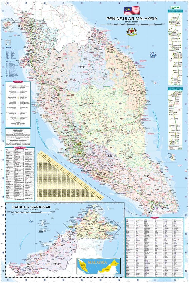 térkép malajzia road map & autópálya útmutató